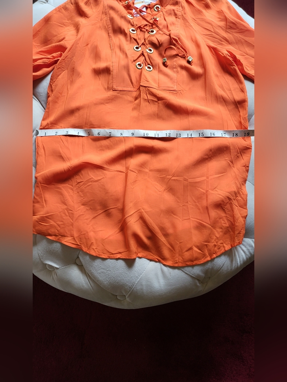 Michael kors orange blouse Lace-detail Size S Nwt - Picture 6 of 10